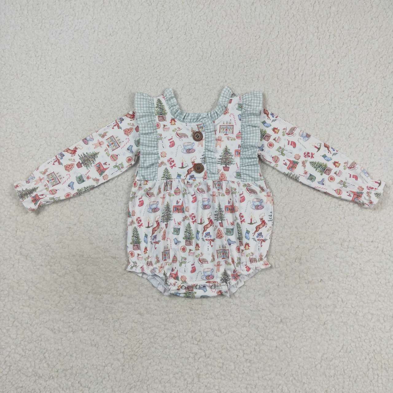 LR0556 Christmas deer snow long sleeve girl romper 20230916 RTS