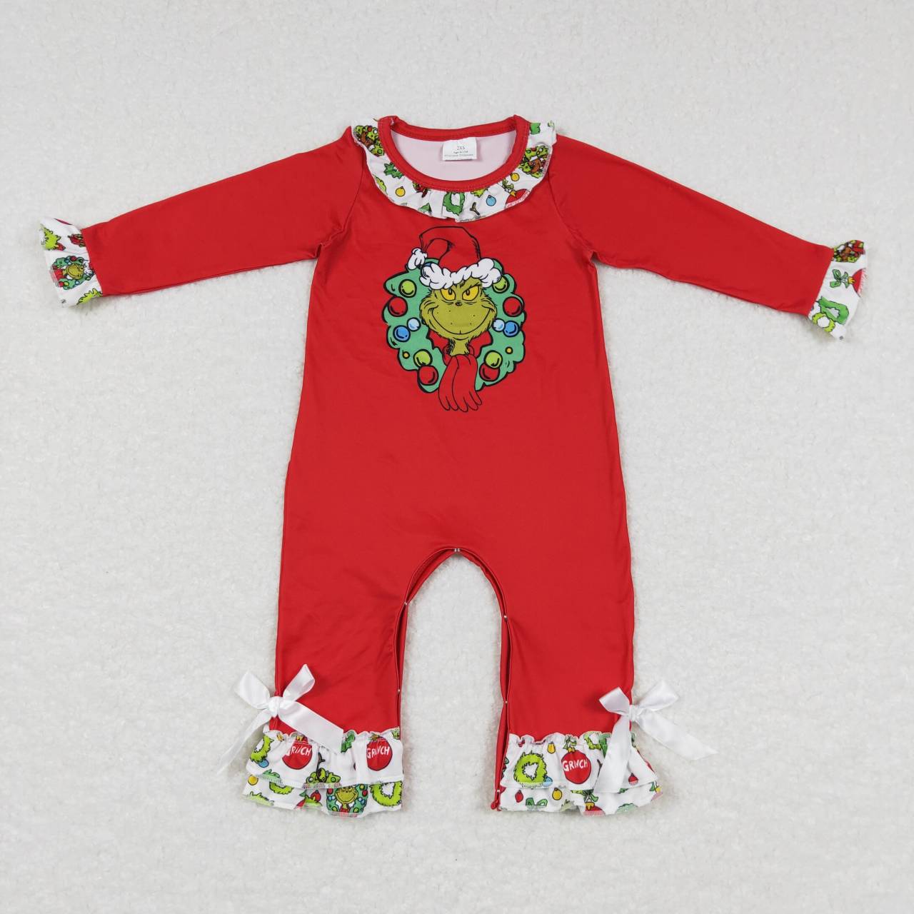 LR0578 long sleeve Christmas grin girl romper 20231018 RTS