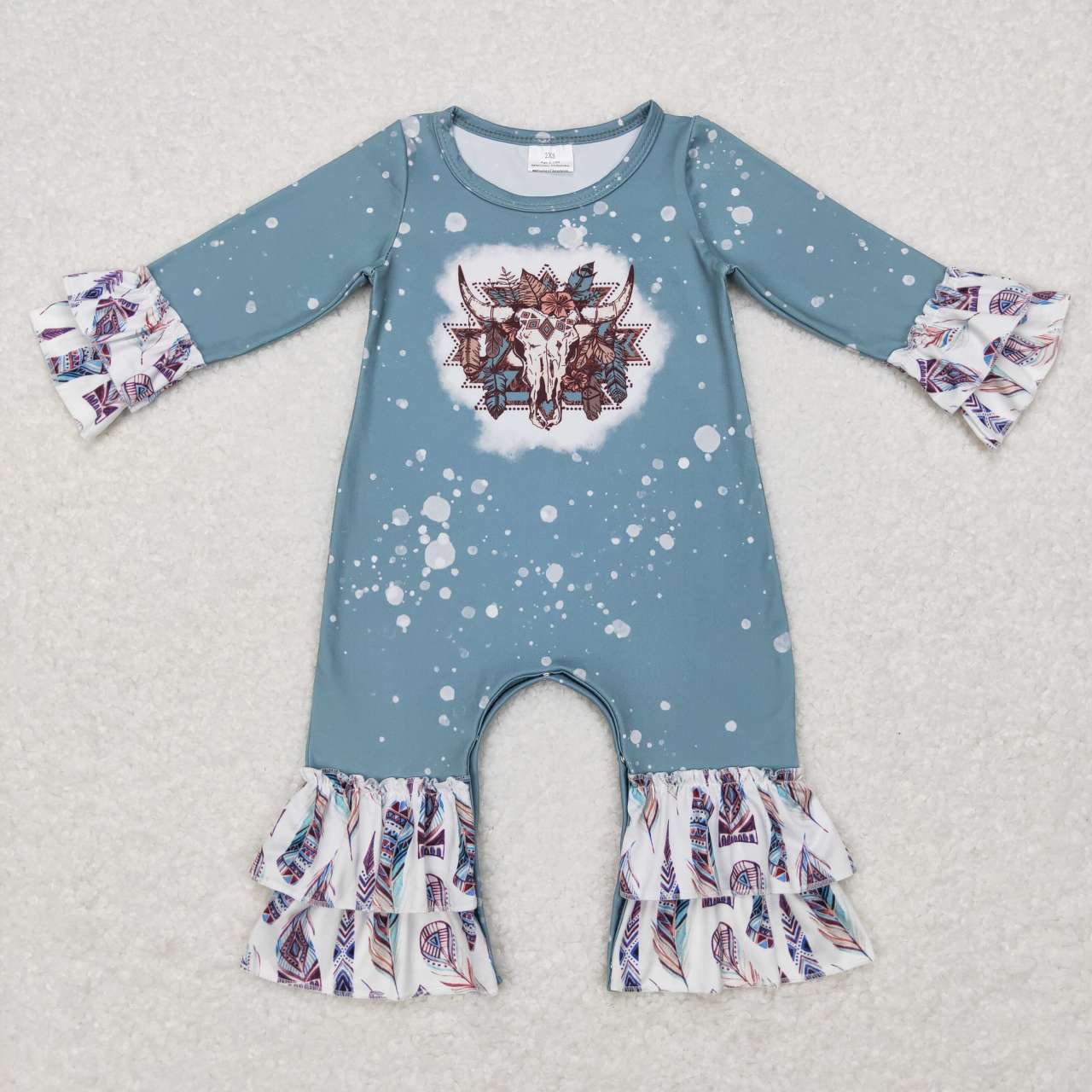 LR0593 RTS western tractor long sleeve zipper baby boy romper 20231025