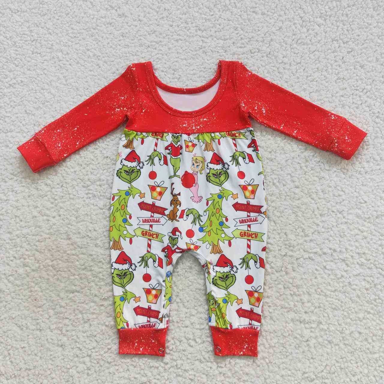 LR0625 Christmas grinch romper preorder long sleeve girl romper 20230920 RTS