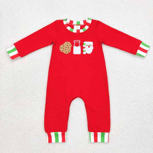 LR0629 Christmas boy santa red long sleeve cookie milk GIRL BOY romper 20230613 RTS