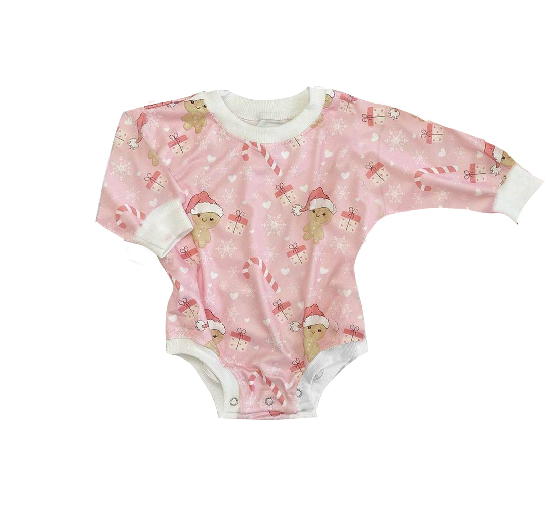 LR0640 preorder christmas santa long sleeve girl  romper 20230811