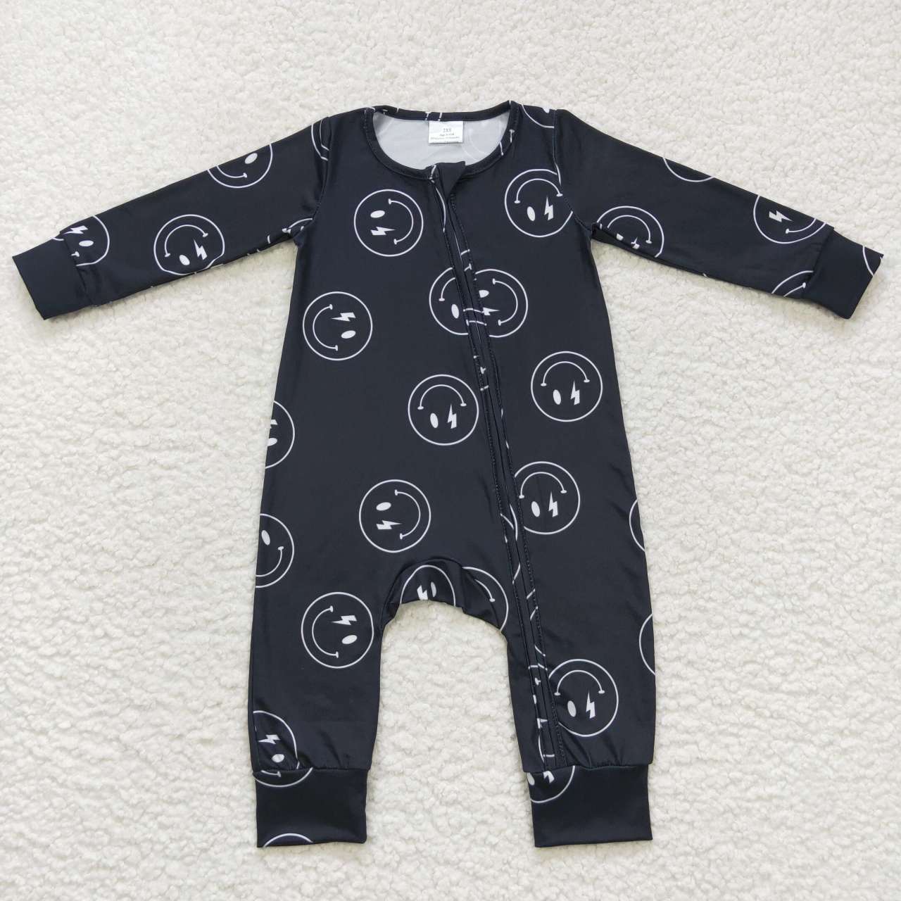 LR0654 RTS smile black western long sleeve green zip boy romper 20231004