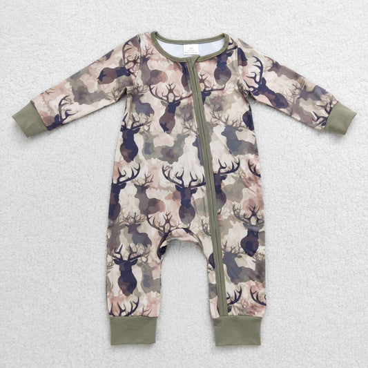 LR0662 RTS Christmas deer camo long sleeve boy romper ( Free shipping order $100+