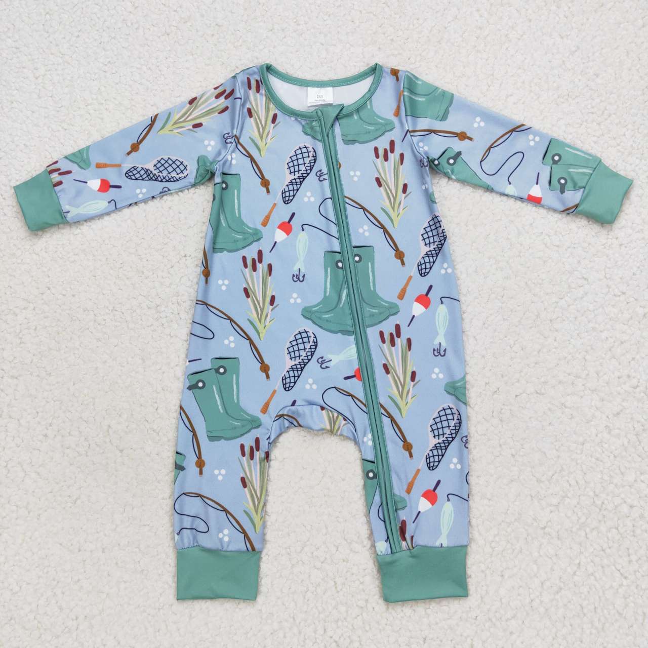 LR0664 RTS fish long sleeve zip blue boots boy romper 20231009 Free shipping order $100+