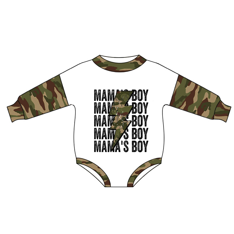 LR0676 preorder mama's boy long sleeve boy camo zipper romper 20231004