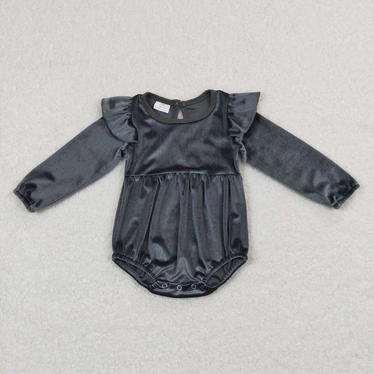 LR0685 RTS velvet grey long sleeve kids girl romper 20231024
