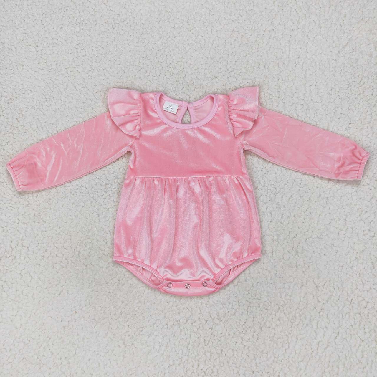 LR0686 RTS velvet pink long sleeve kids girl romper 20231009