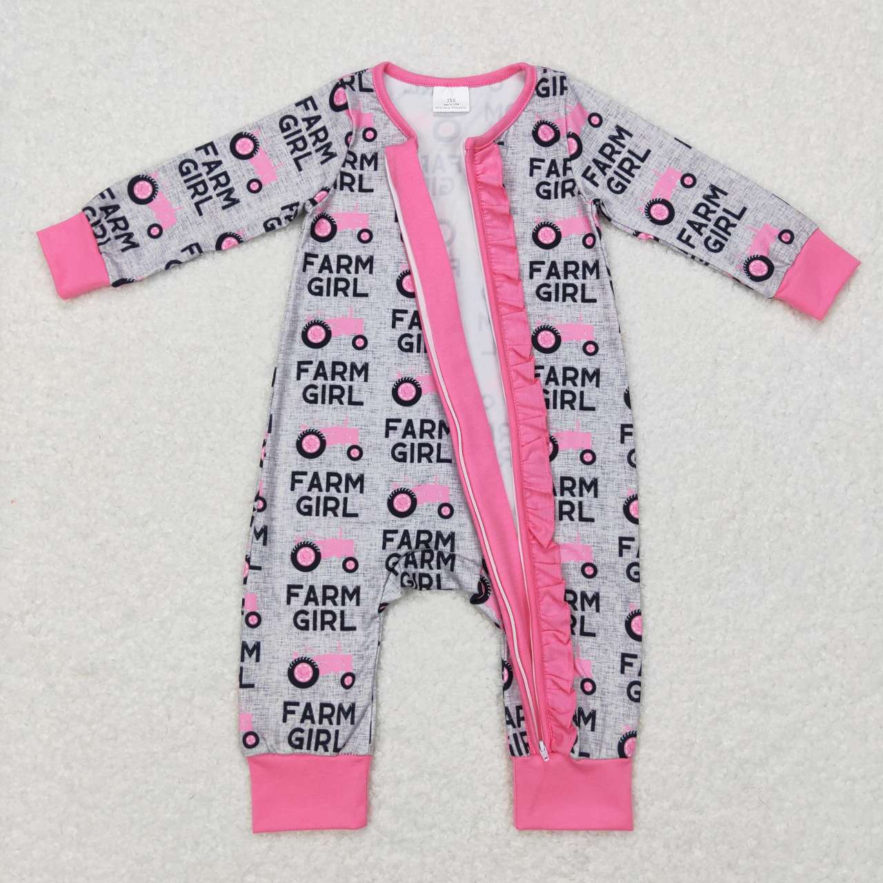 LR0687 RTS farm girl long sleeve girl zipper romper 20231102
