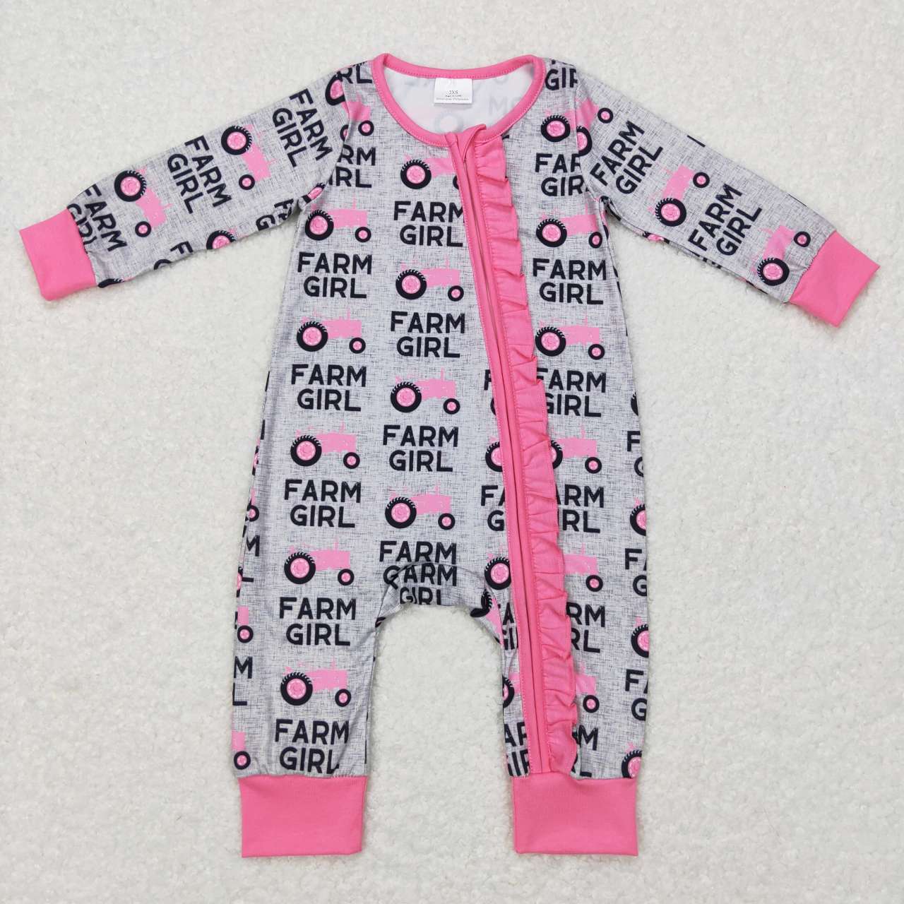 LR0687 RTS farm girl long sleeve girl zipper romper 20231102