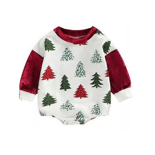 LR0692 preorder Christmas tree long sleeve girl romper 20230902
