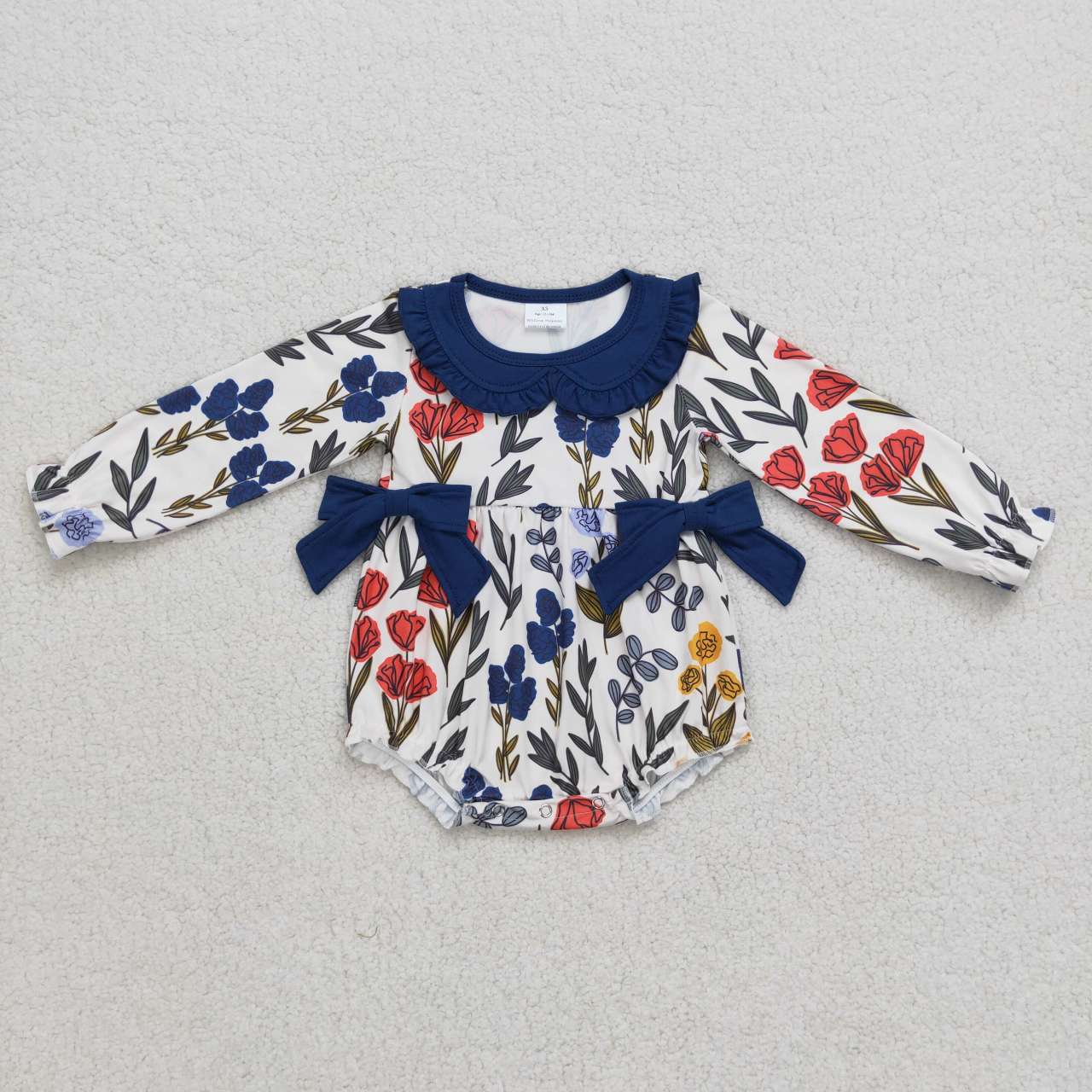 LR0697 flowers bow long sleeve girl romper 20231007 RTS