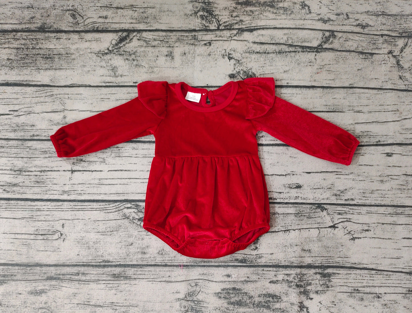 LR0713 RTS velvet red long sleeve kids girl romper 20231010