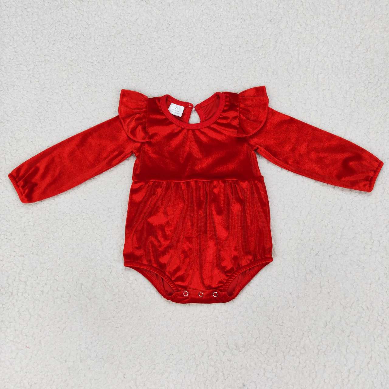 LR0713 RTS velvet red long sleeve kids girl romper 20231010