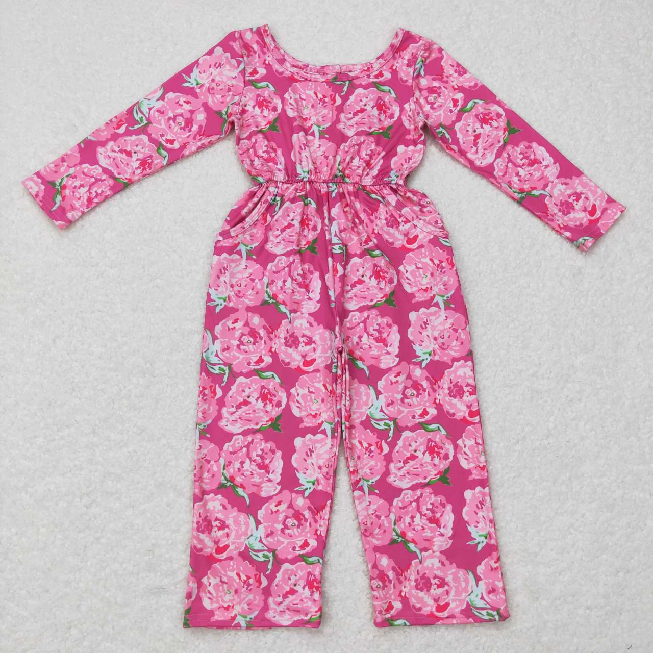 LR0715 RTS flower rose long sleeve girl jumpsuit overall 20231025
