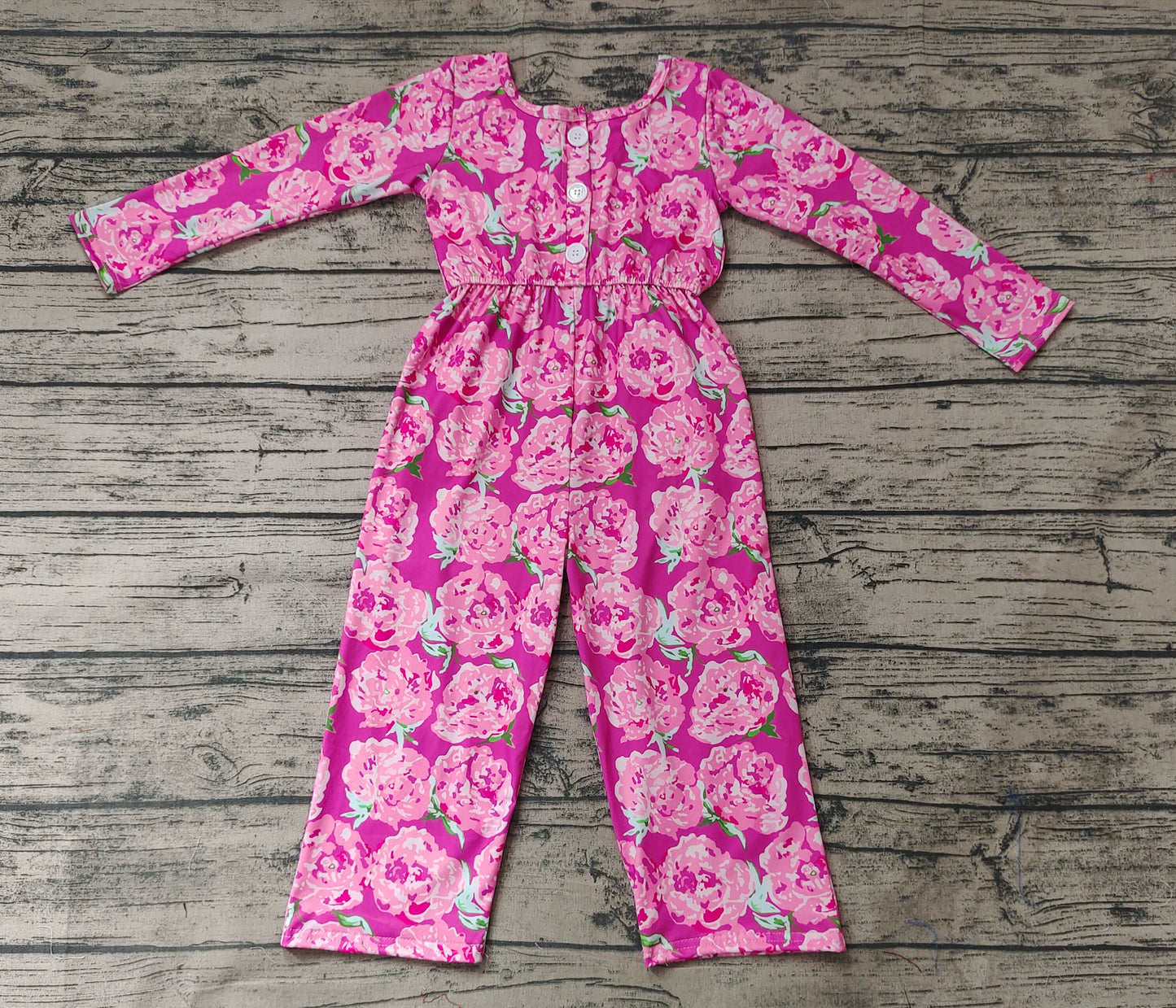 LR0715 RTS flower rose long sleeve girl jumpsuit overall 20231025