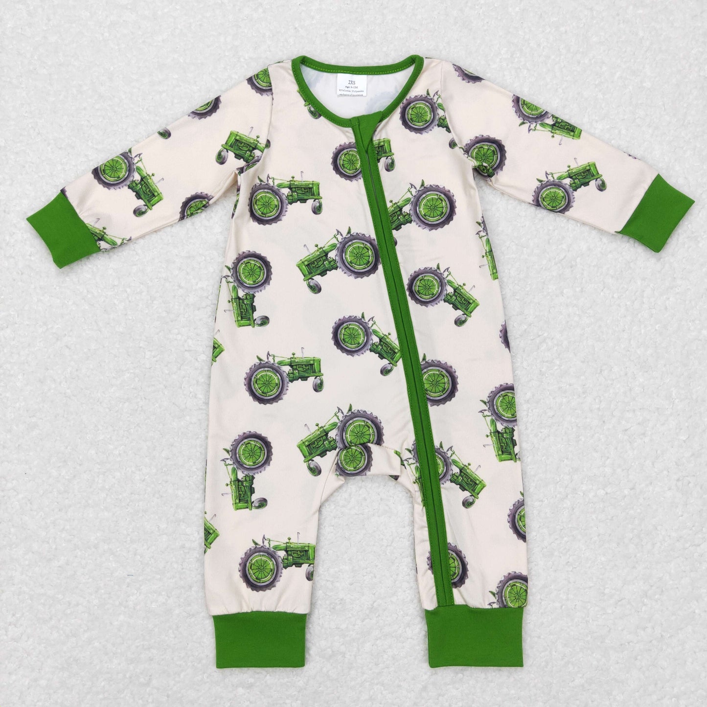 LR0717 RTS western tractor boy green bubble romper 20231121
