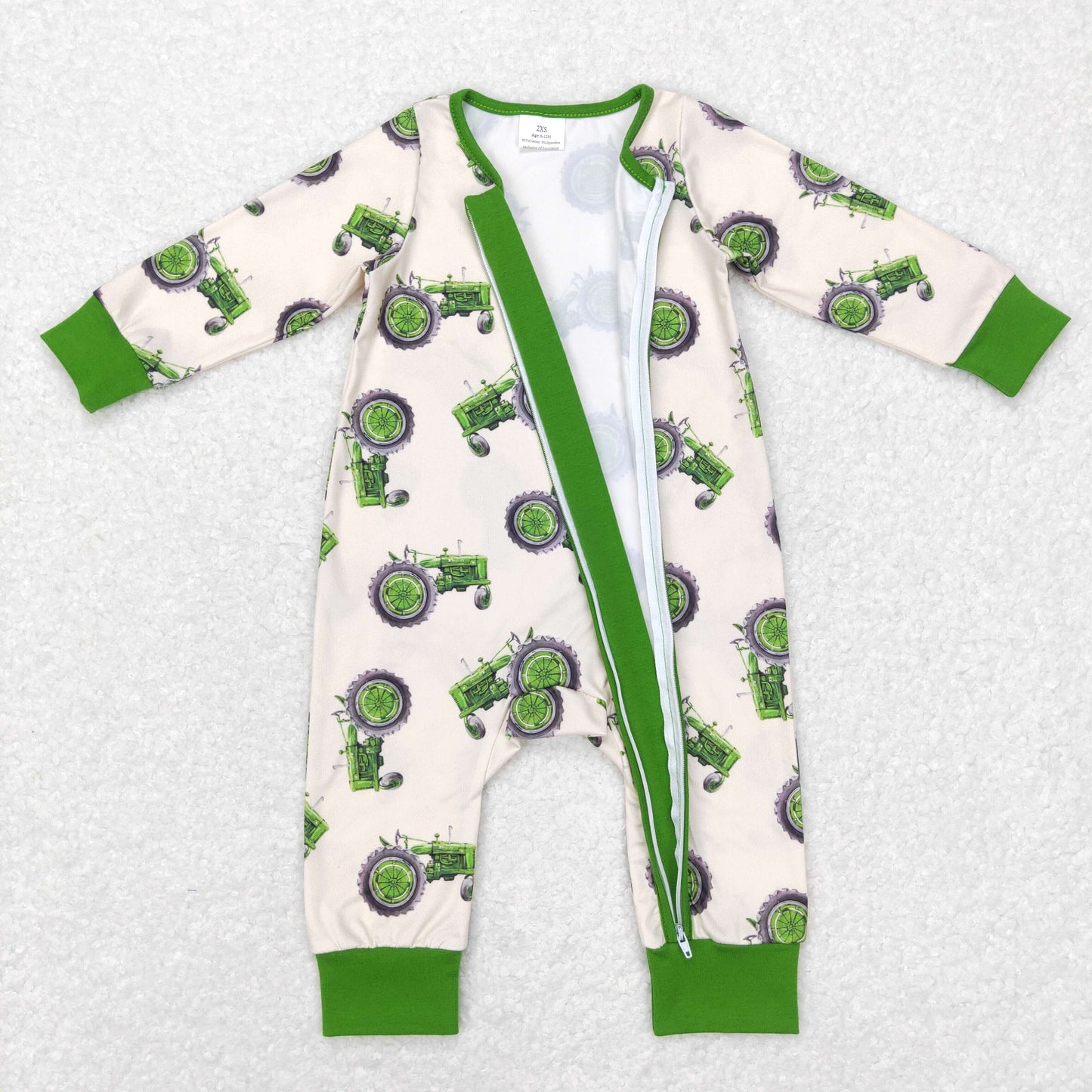 LR0717 RTS western tractor boy green bubble romper RTS Free shipping order $100+