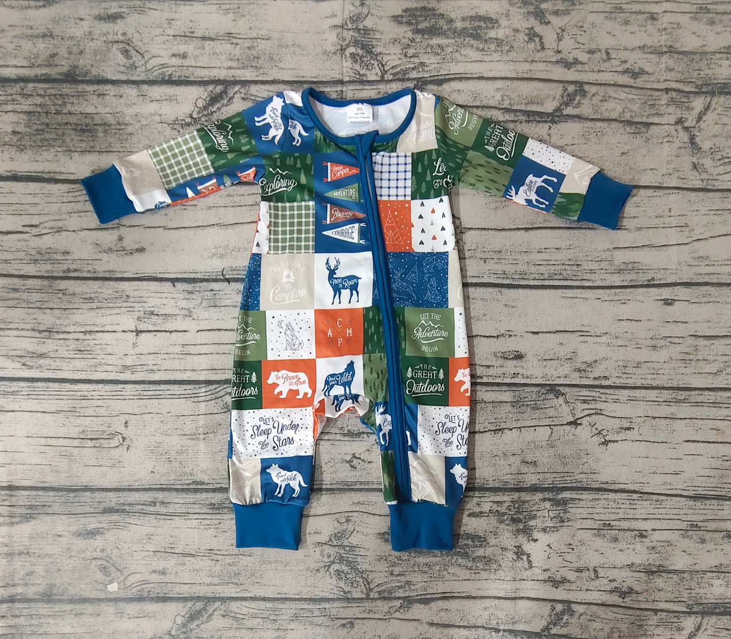 LR0719 preorder western Christmas deer zip up long sleeve kids boy girl romper 20231024 RTS
