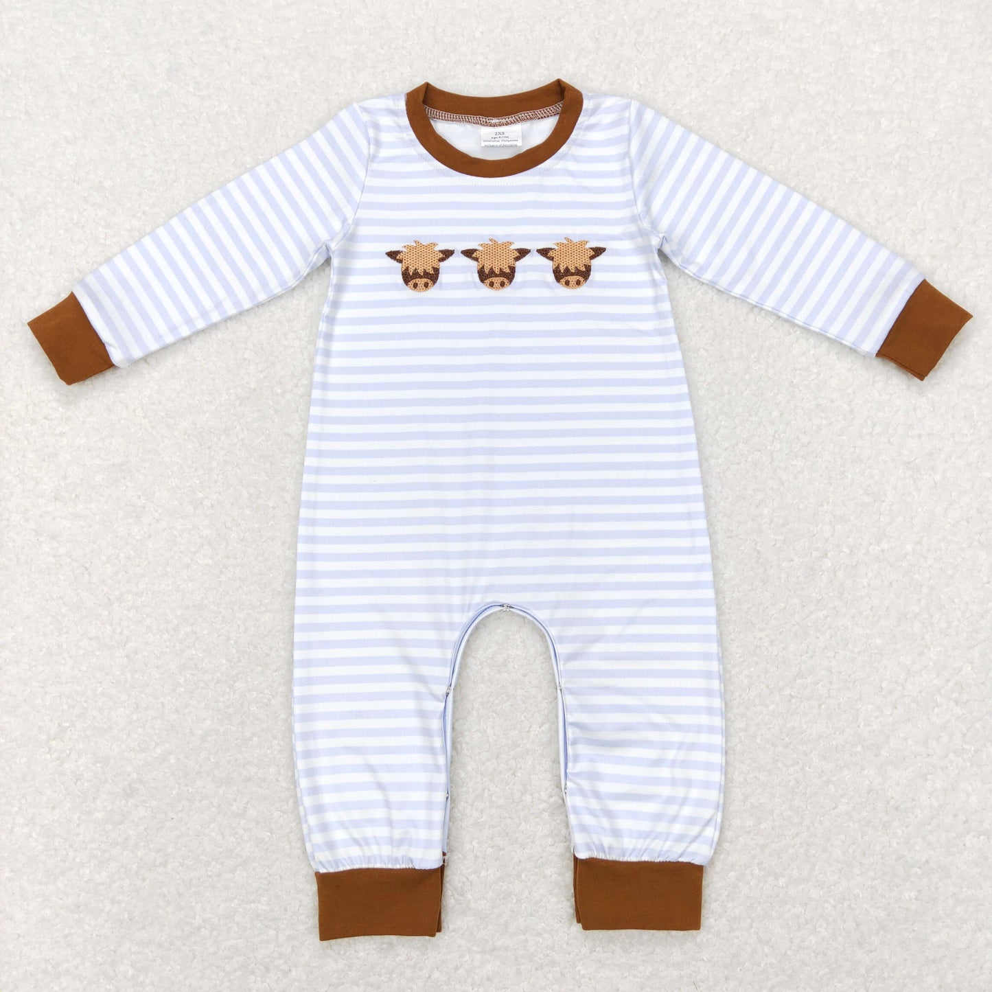 LR0723 RTS embroidery cow long sleeve girl romper 202312