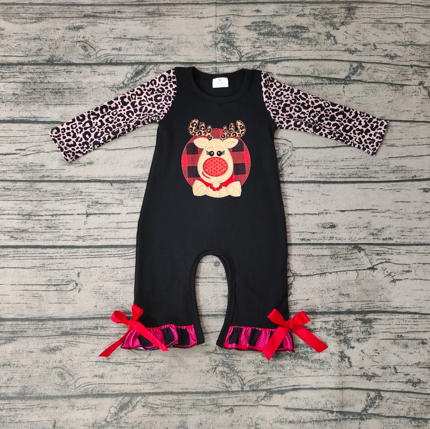 LR0730 RTS deer western long sleeve blue zip girl romper 20231003