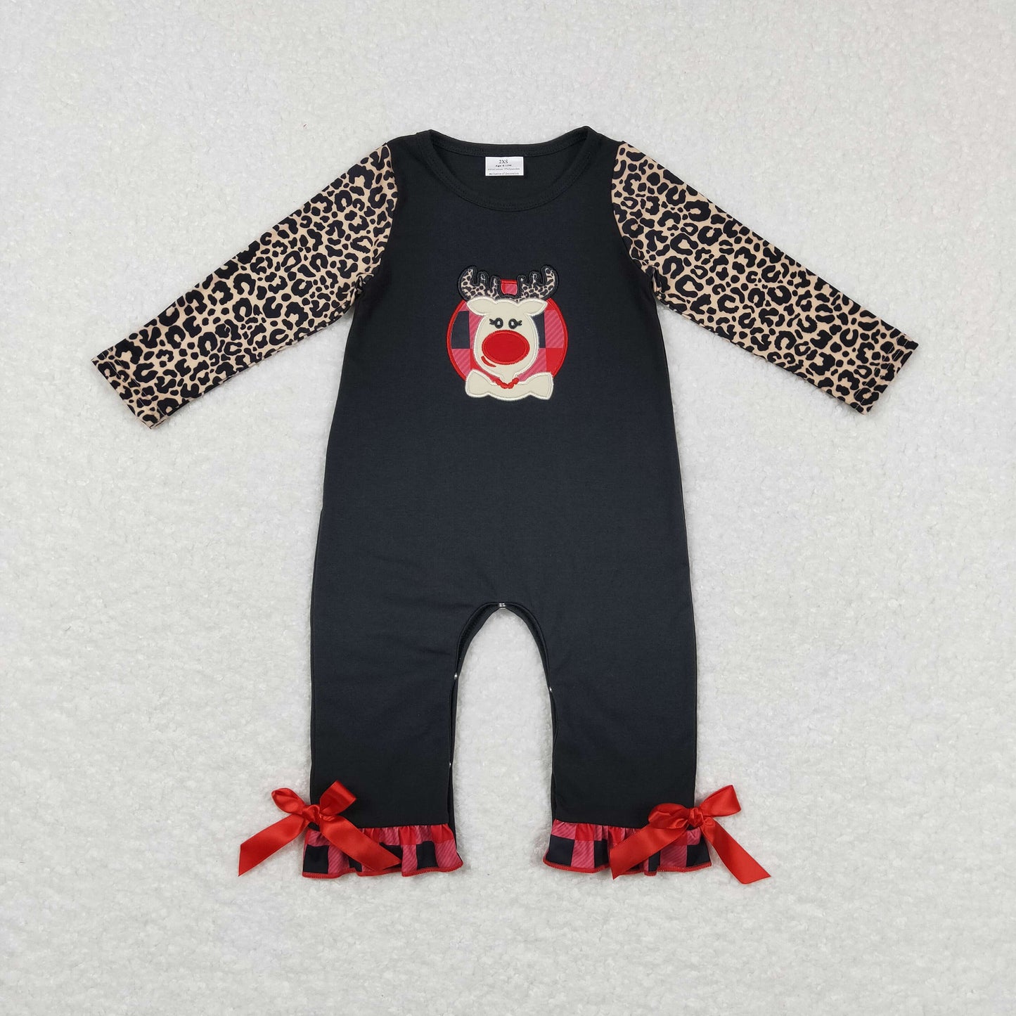 LR0730 RTS deer western long sleeve blue zip girl romper 20231003