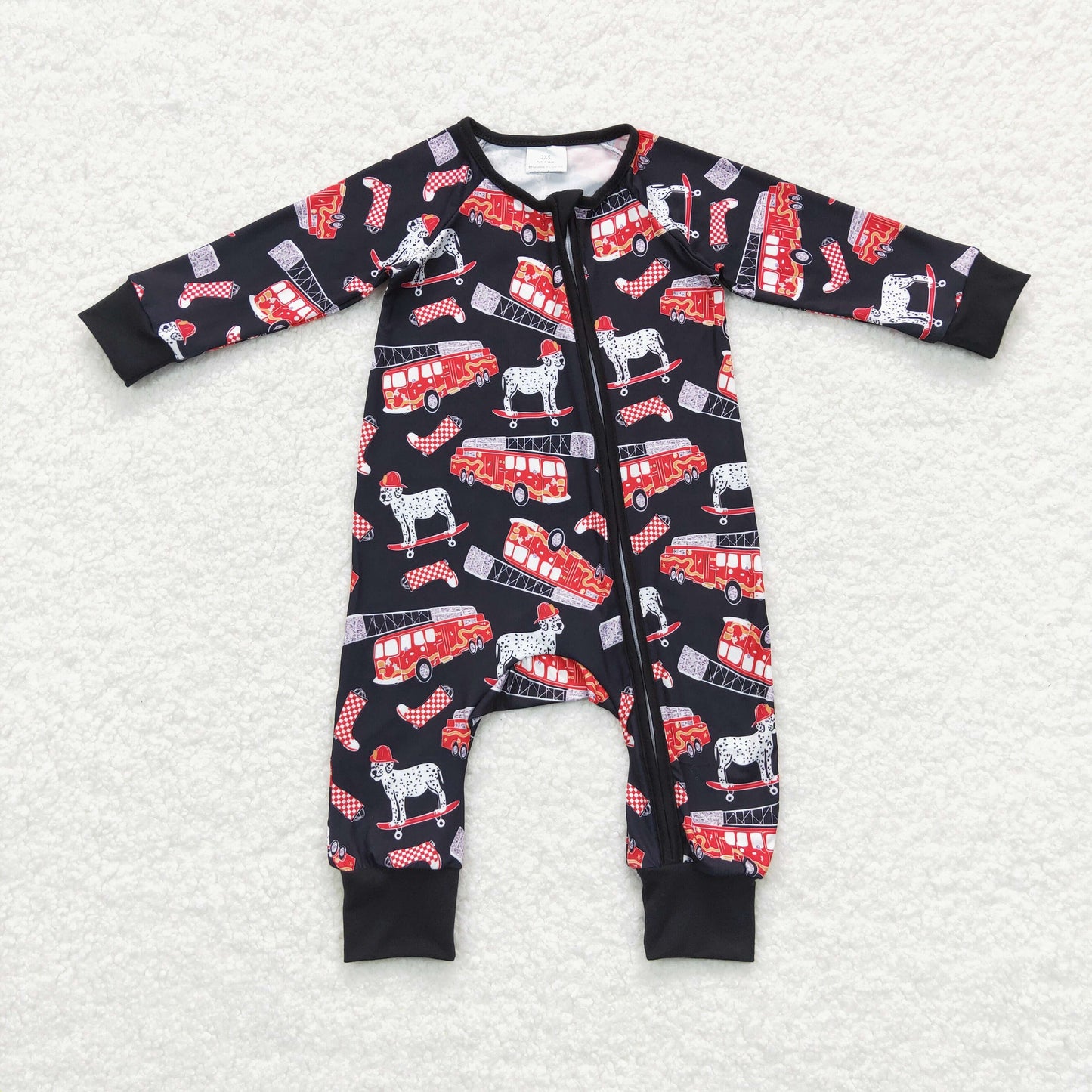 LR0735 RTS skateboarding dog bus zip long sleeve boy romper 20231024