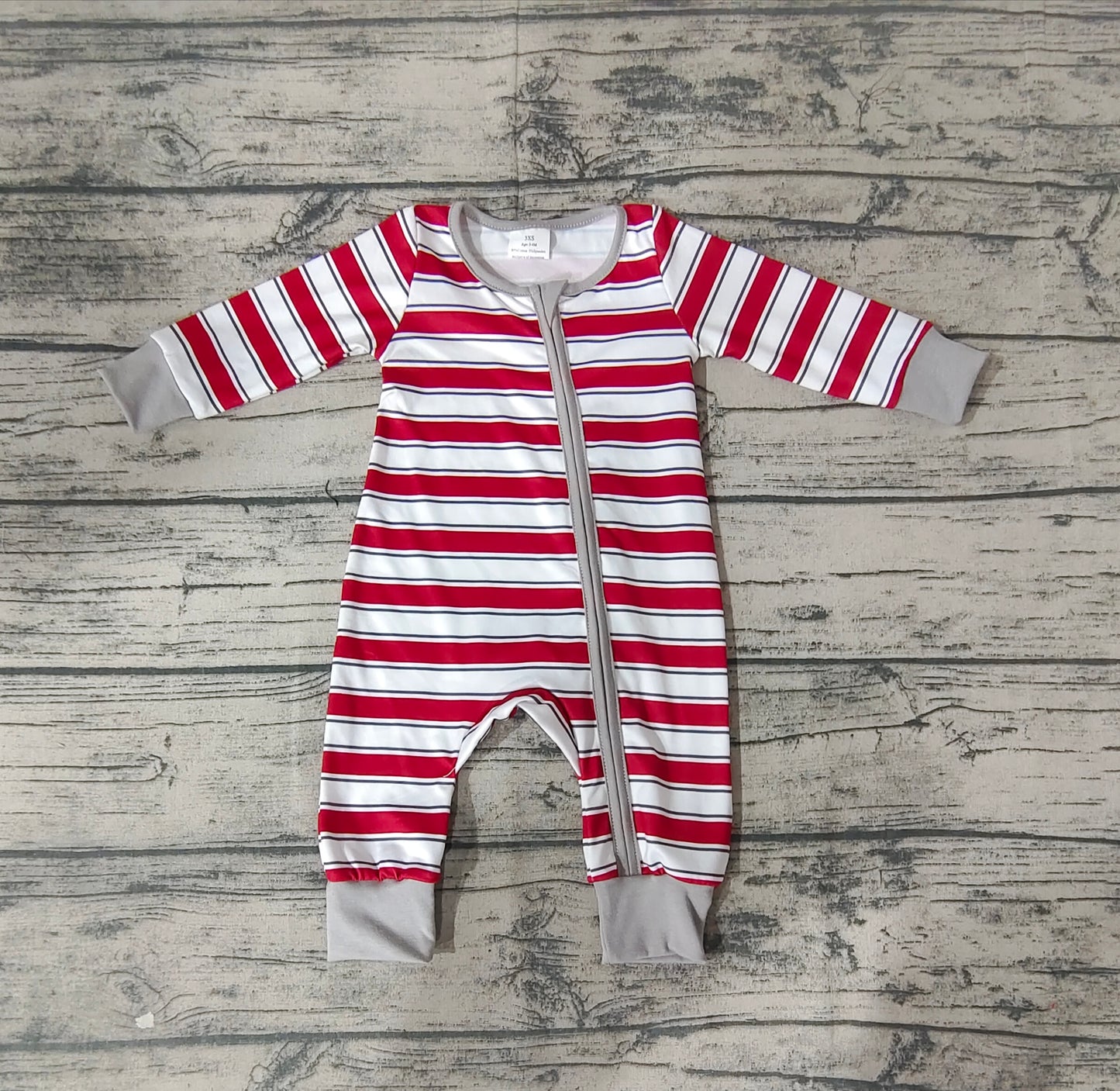 LR0748 RTS western stripe zip up long sleeve kids boy girl romper 20231024