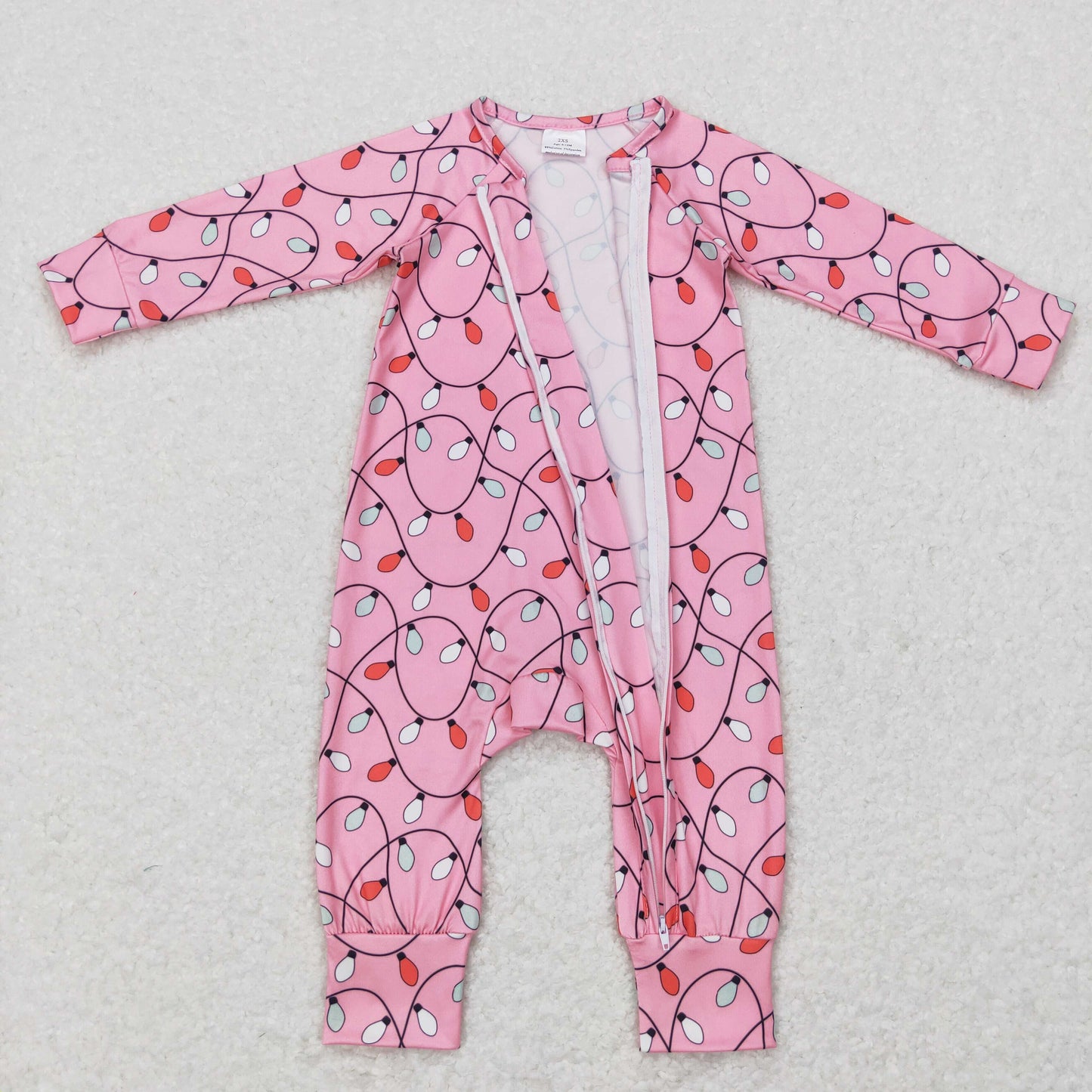 LR0757 long sleeve girl pink Christmas lights romper 20231102 RTS