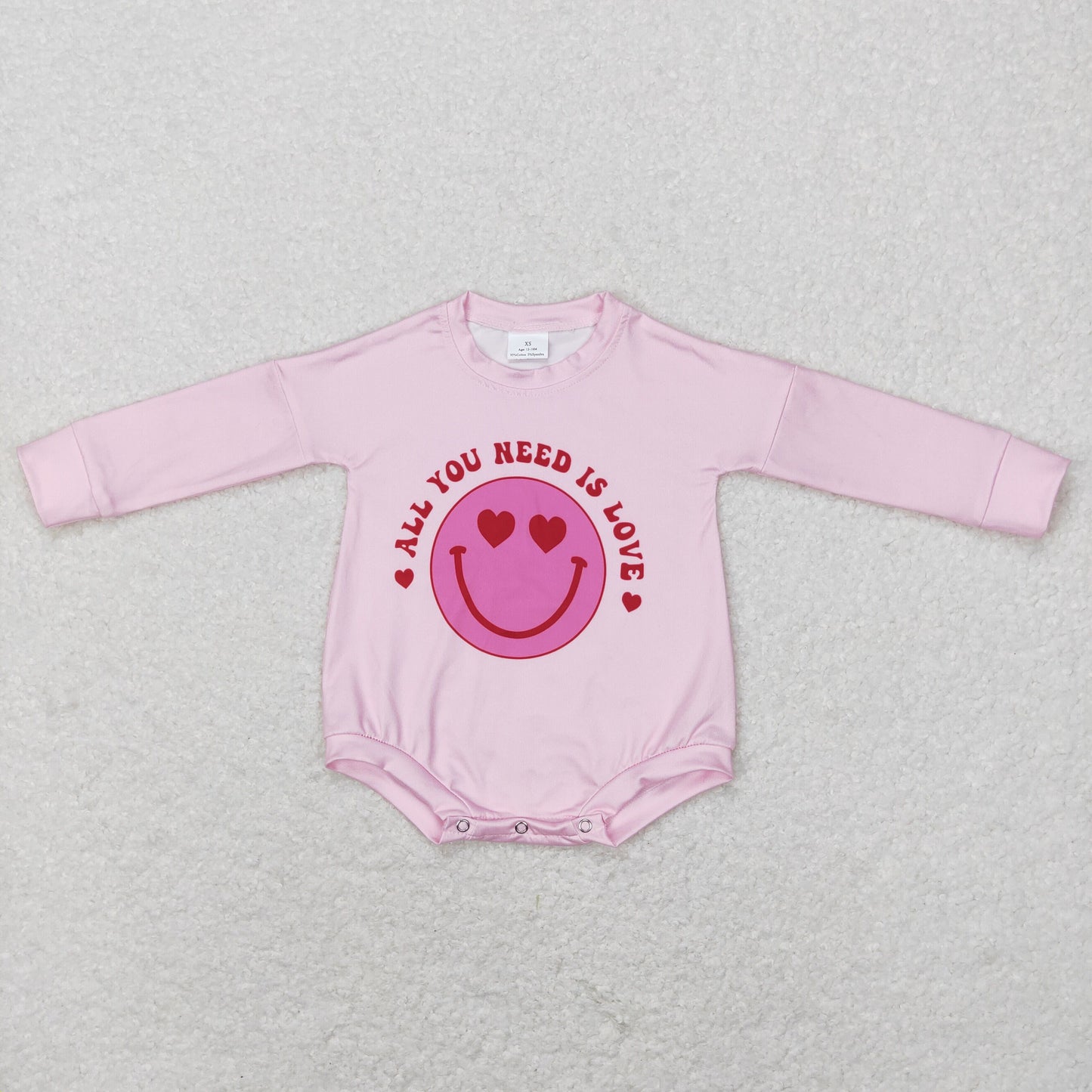 LR0765 love valentines smile long sleeve girl romper 20231222 RTS