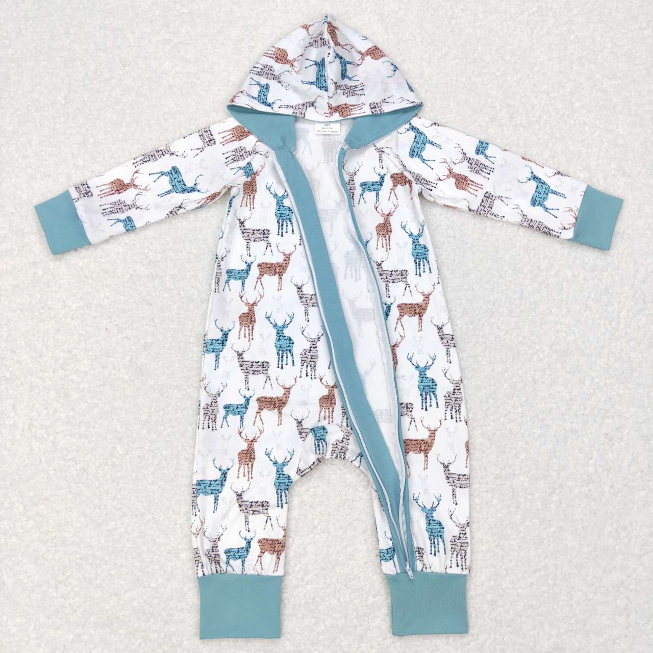 P0321 RTS Christmas deer hoodie long sleeve snap baby boy romper 20231104