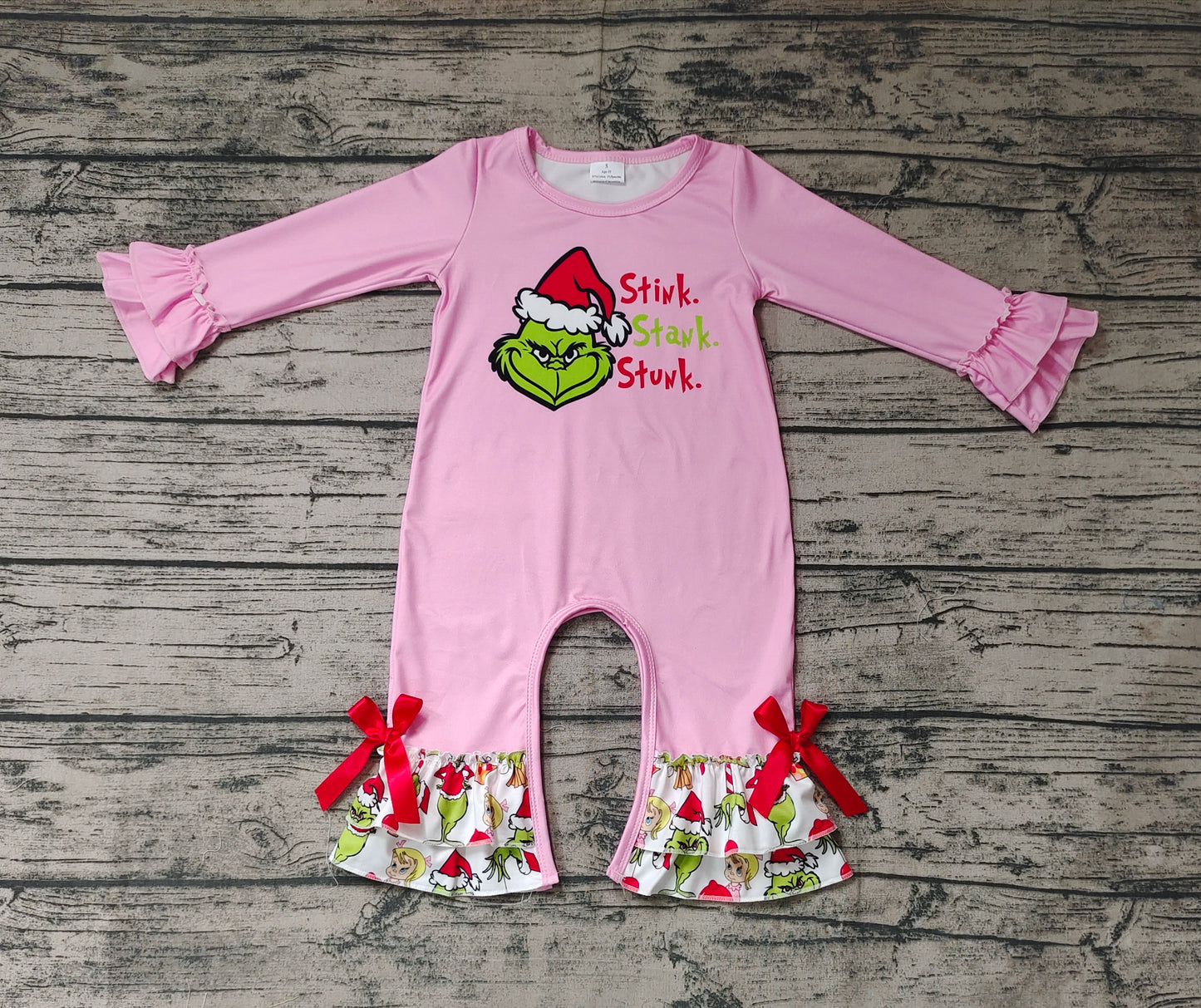 LR0778 RTS Christmas pink grinch long sleeve GIRL romper 20231024 RTS