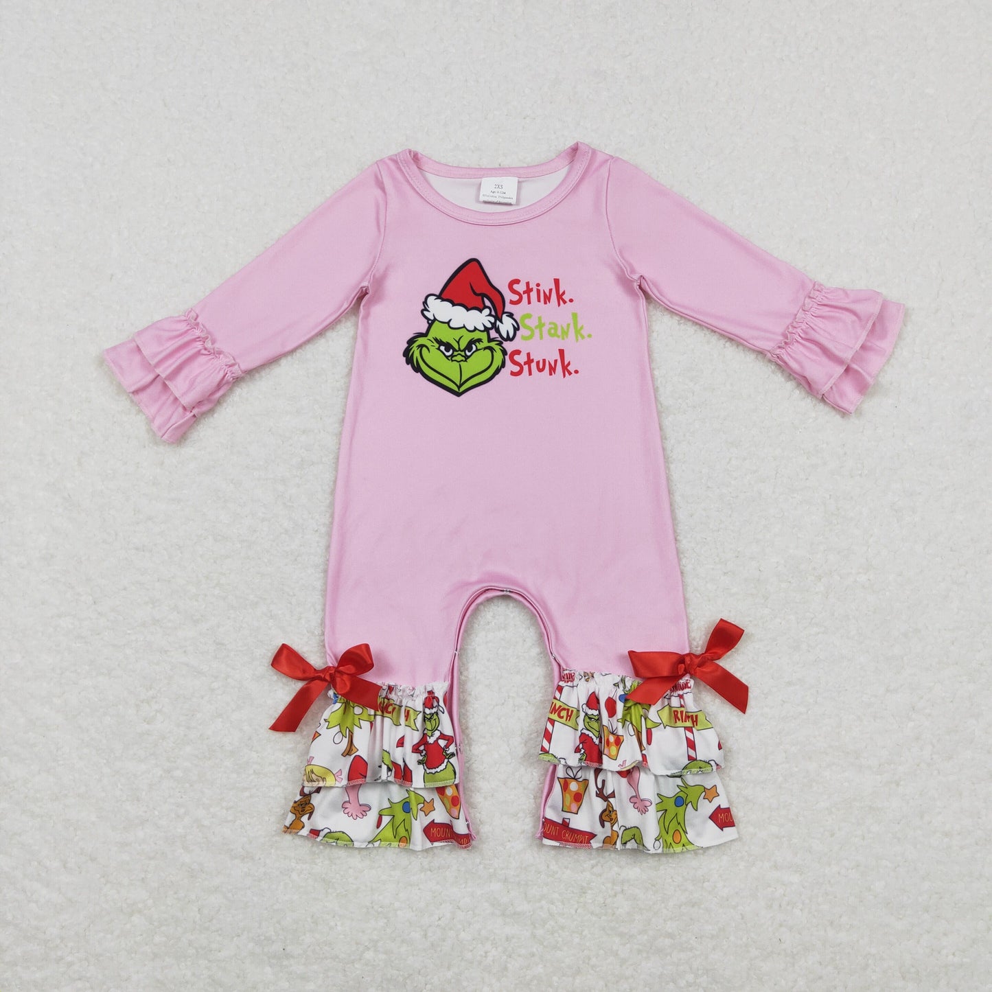 LR0778 RTS Christmas pink grinch long sleeve GIRL romper 20231024 RTS