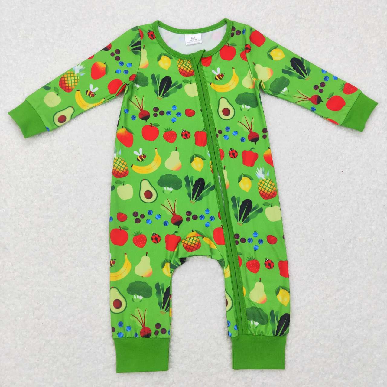 LR0781 RTS green fruit green long sleeve boy zipper romper 20231107 RTS
