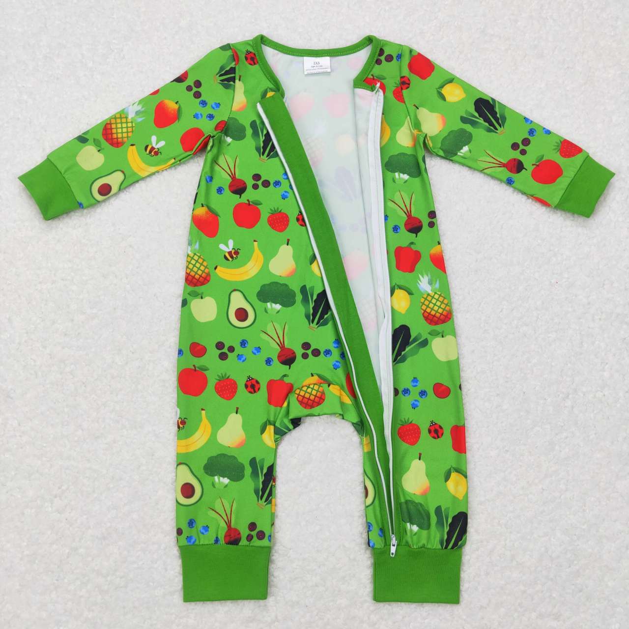 LR0781 RTS green fruit green long sleeve boy zipper romper 20231107 RTS