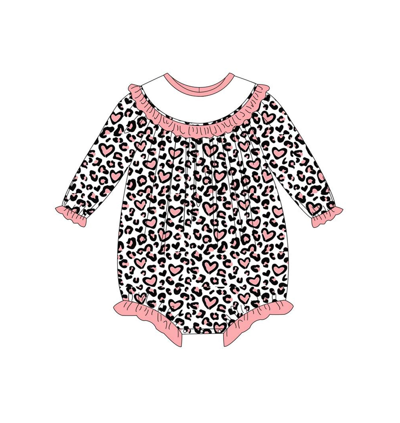 LR0794 preorder leopard long sleeve pink girl romper 20231010
