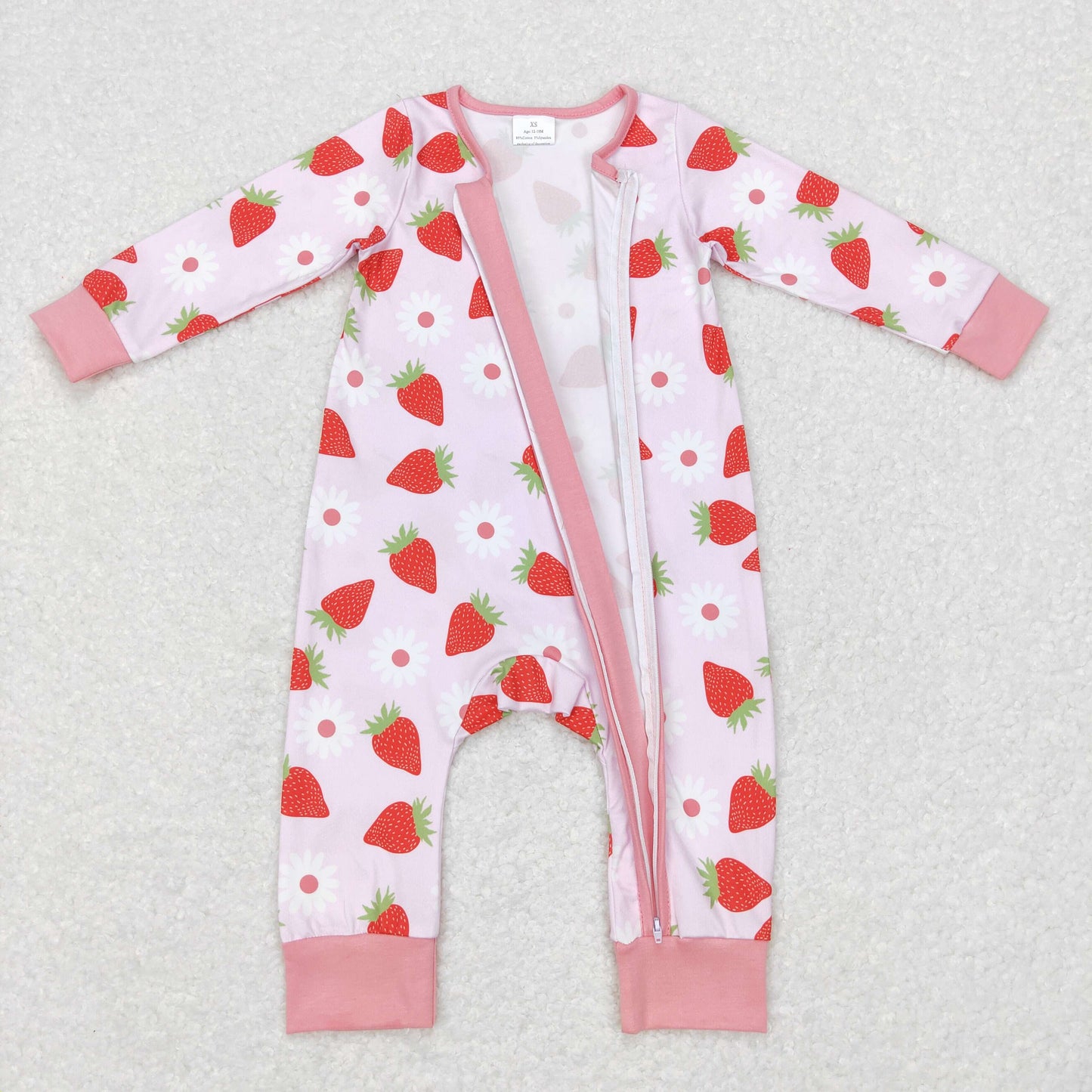 LR0795 RTS strawberry long sleeve pink girl romper 2023101111