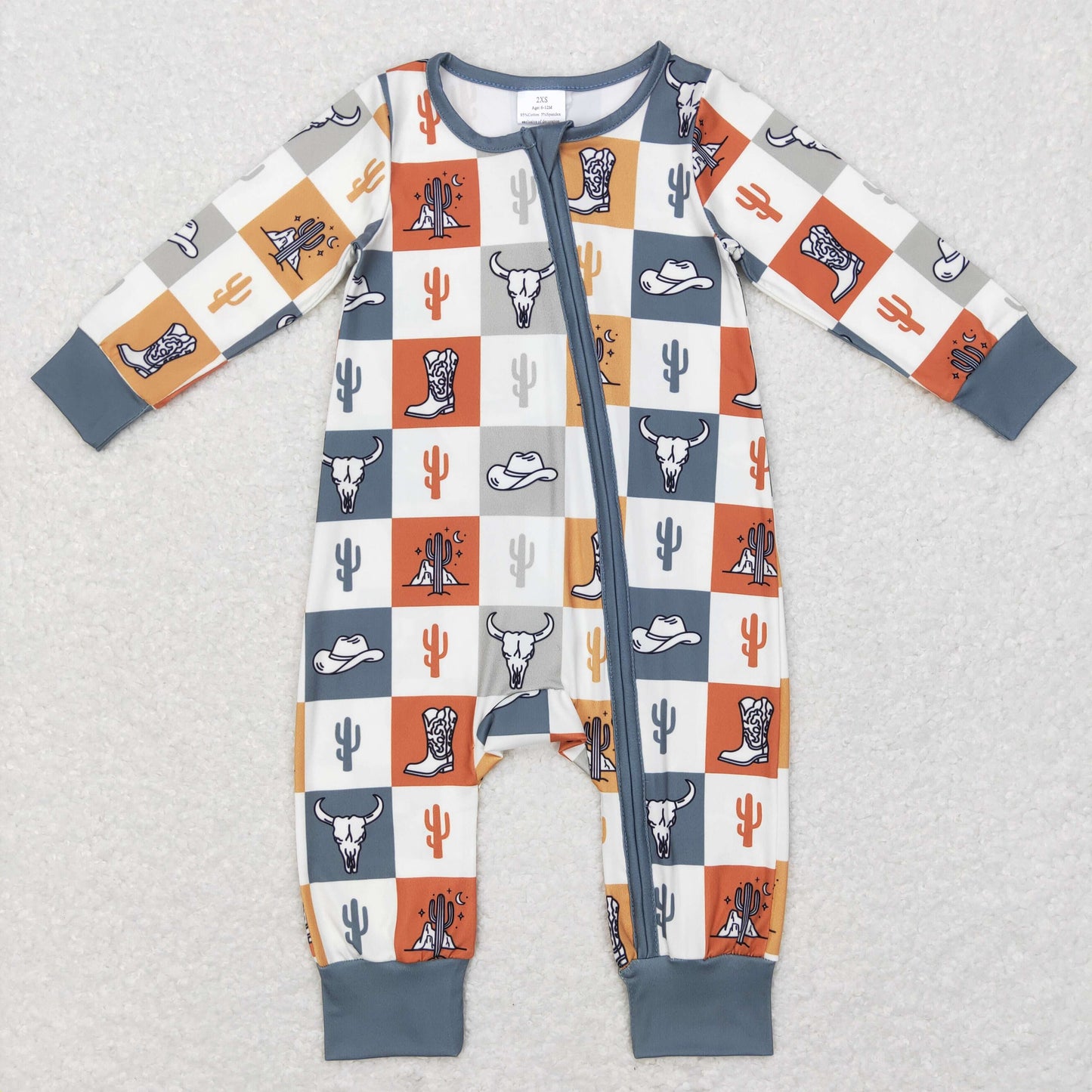 LR0803 cow western boots zip up long sleeve girl romper 20231121 RTS