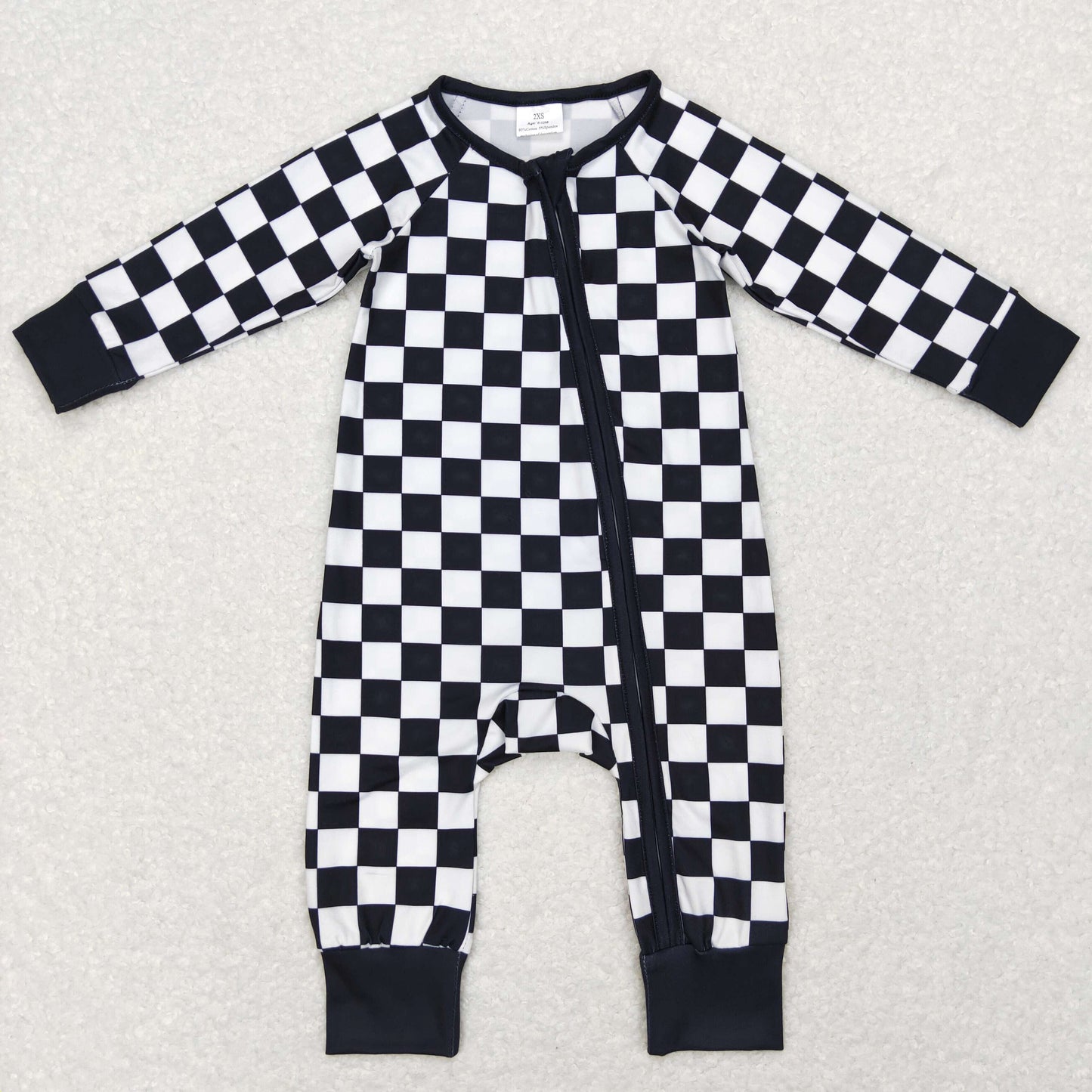 LR0812 Checkerboard long sleeve girl romper 202410 RTS