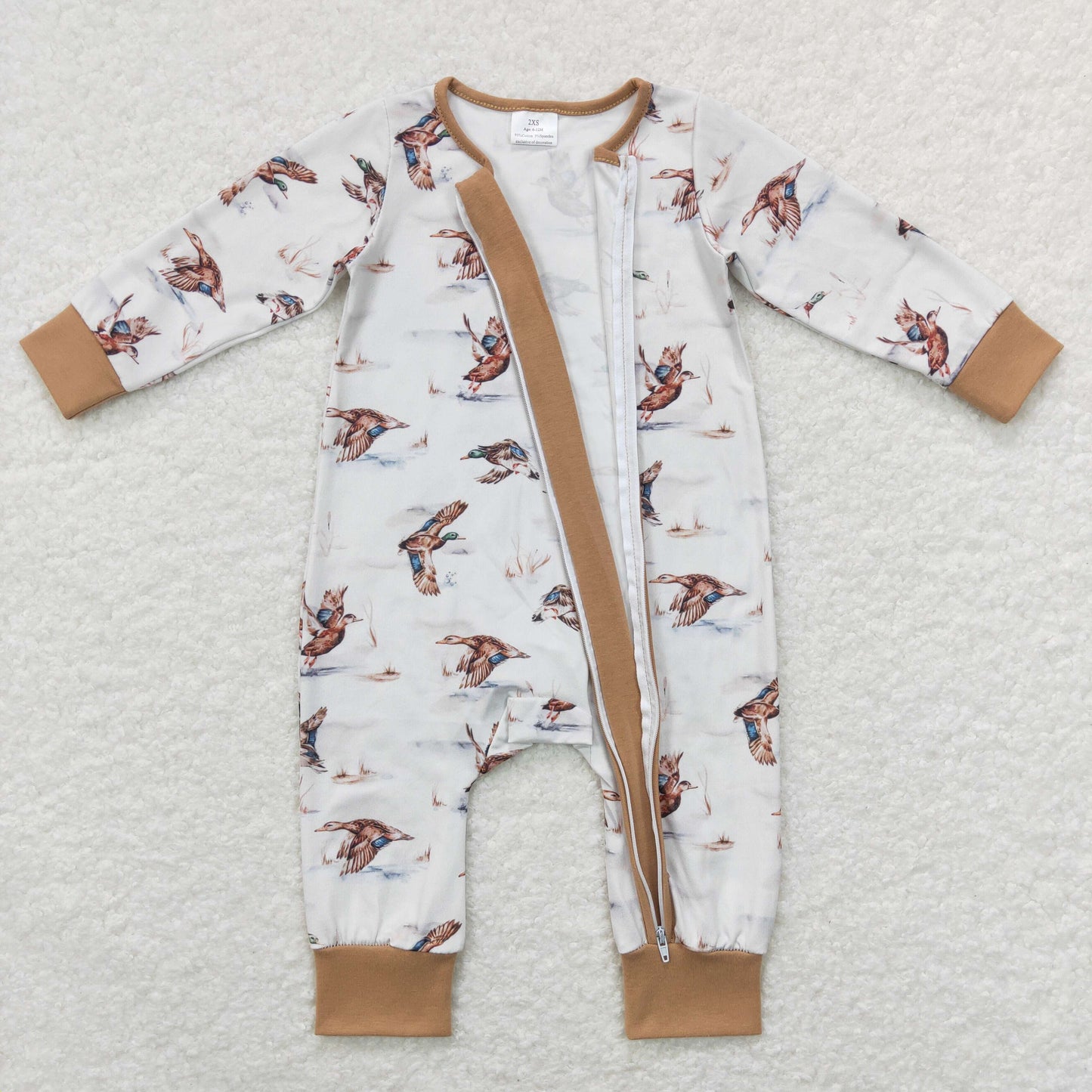 LR0816 western duck zip up long sleeve boy romper RTS Free shipping order $100+