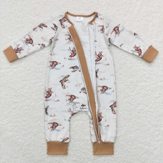 LR0816 western duck zip up long sleeve boy romper RTS Free shipping order $100+