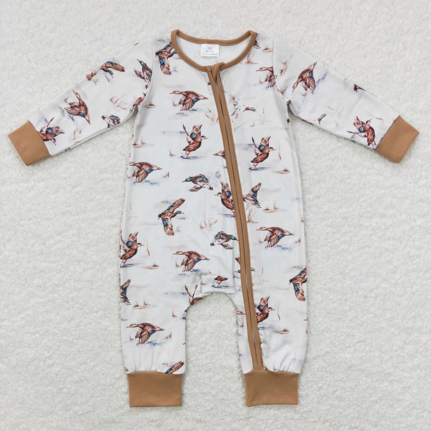 LR0816 western duck zip up long sleeve boy romper RTS Free shipping order $100+