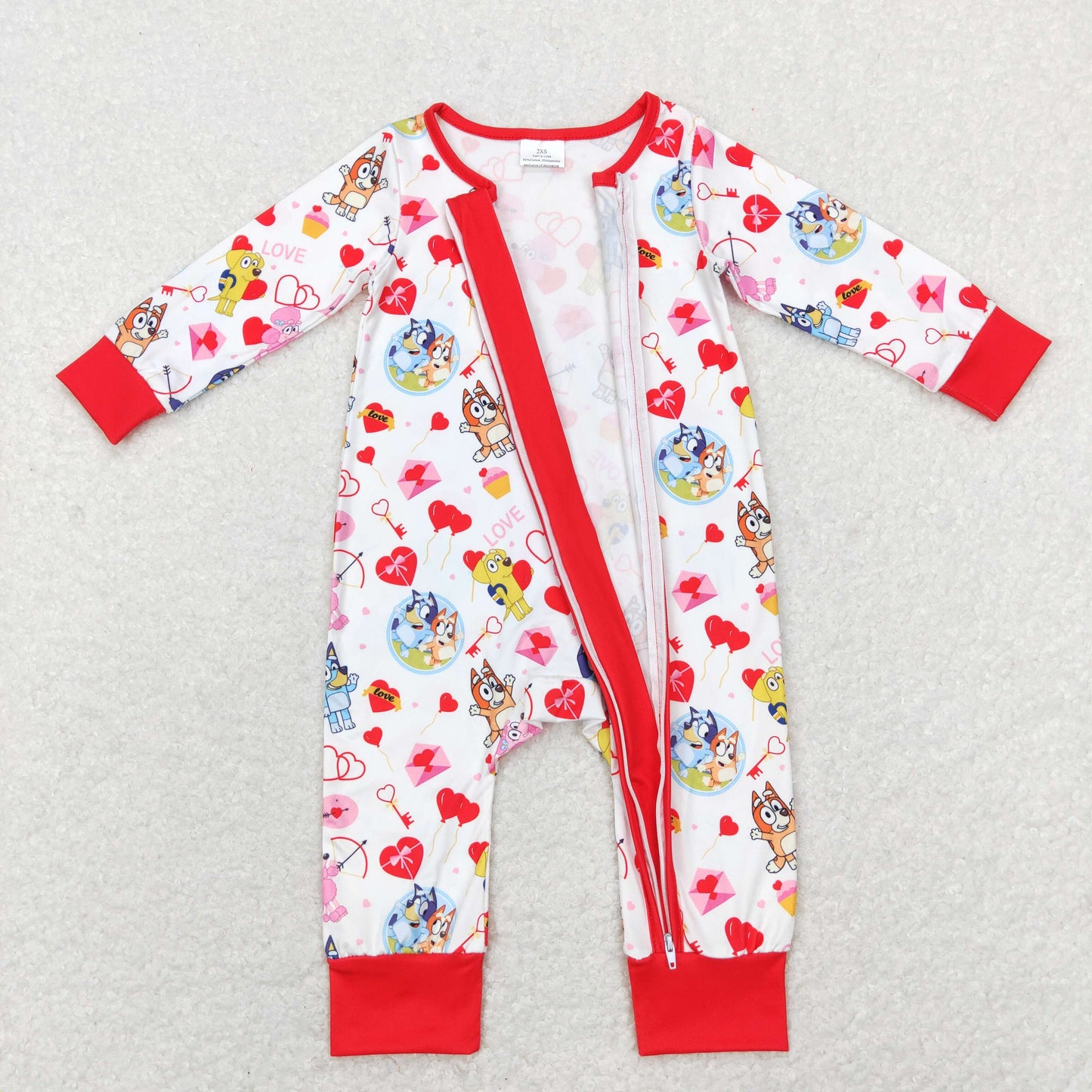 LR0908 RTS bluey dog love valentine boy romper 202401