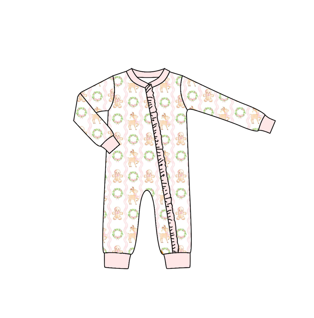LR1013 Christmas deer gingerbread girl romper 202405 preorder
