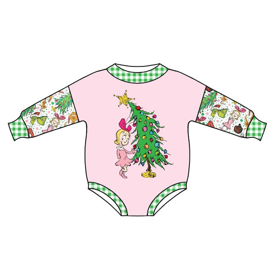 LR1043 Christmas Grinch girl boy romper 202405 preorder