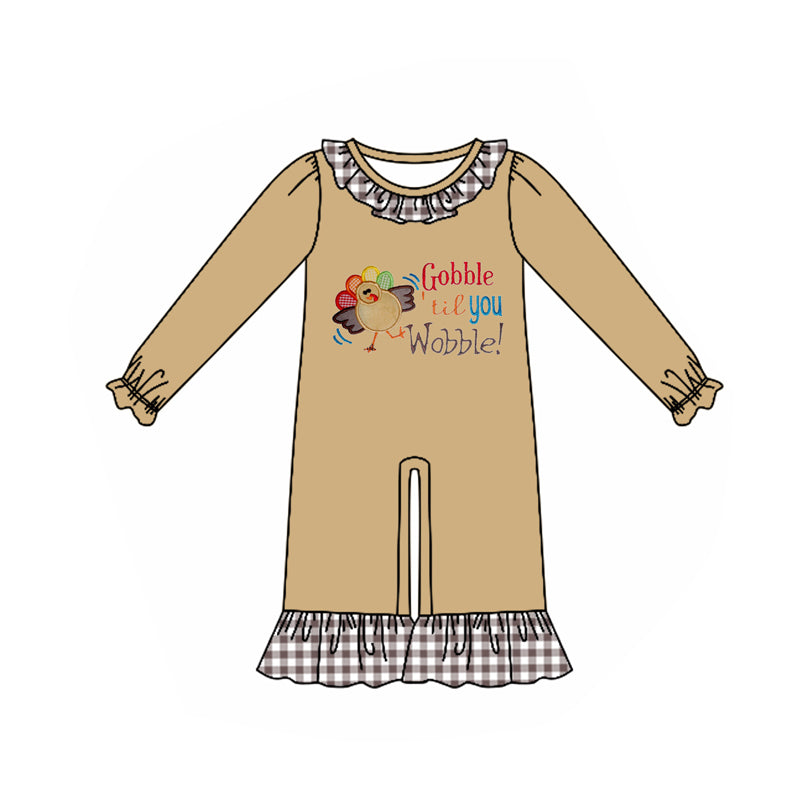 LR1049 thanksgiving western girl kids romper 202405 preorder