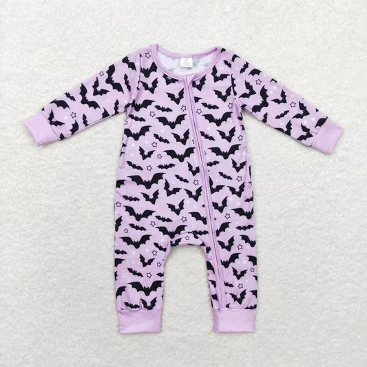LR1097 Bamboo bat halloween girl purple romper 202407 RTS