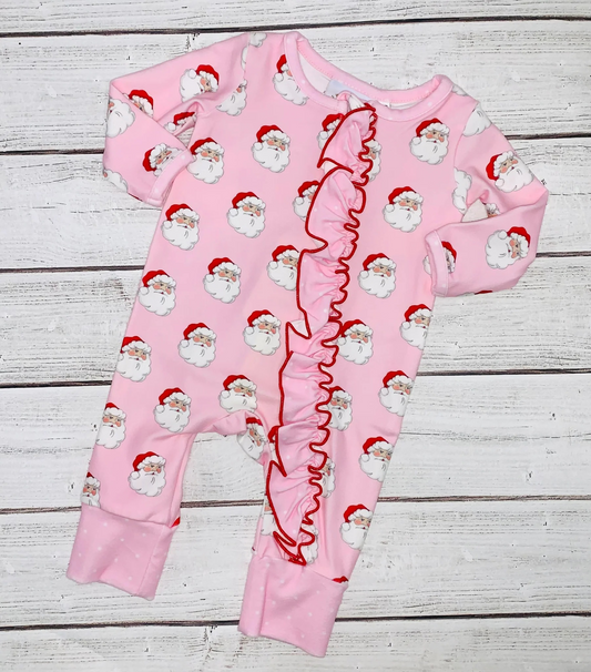CUSTOM MOQ3   LR1099  Christmas santa girl romper 202405