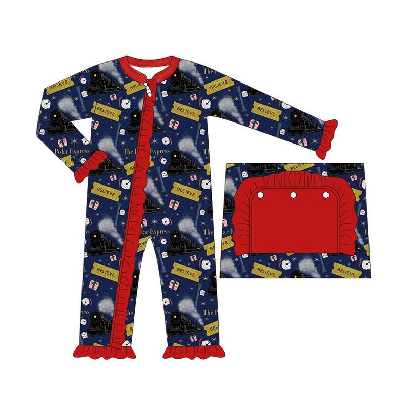 LR1133 Christmas believe train boy romper 202405 preorder sibling