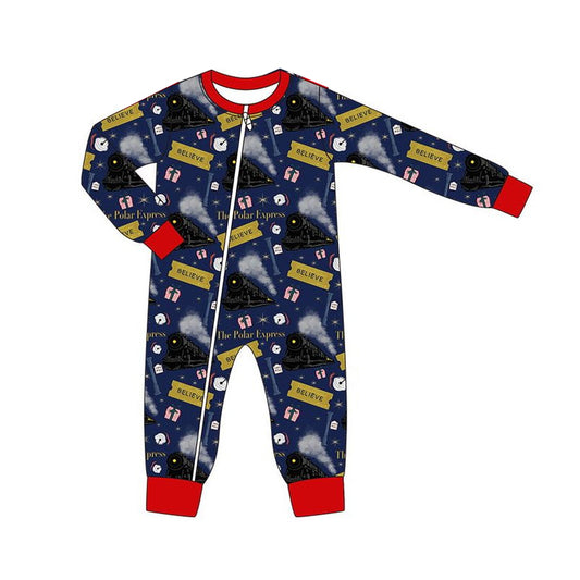 LR1133 Christmas believe train boy romper 202405 preorder sibling